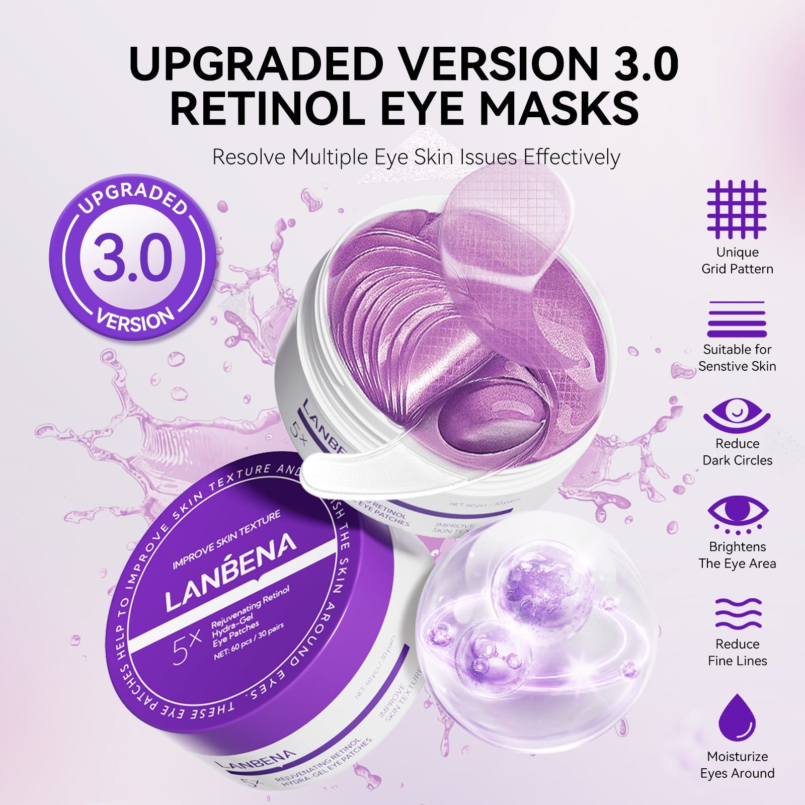 Rejuvenating Retinol Hydra-Gel Eye Patches